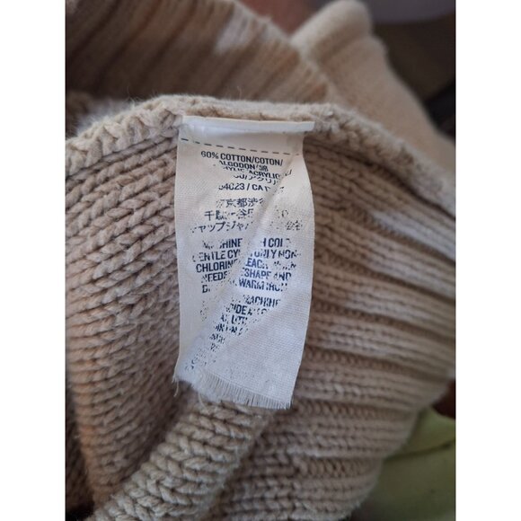 Old Navy Women Cable Knit Sweater Beige XS Crew Neck Chunk Light Academia Preppy - Picture 6 of 8